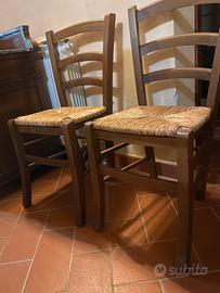 Sedie  “paesana “nuove in legno e paglia chiara