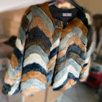 pelliccia eco milticolor zigzag- giacca vintage