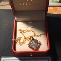 collana in argento con ciondolo doro 18k