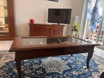 Tavolino da salotto con piano in vetro