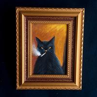 Quadro gatto dipinto a mano 