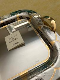 Vassoio elegante in acciaio inox e oro zecchino