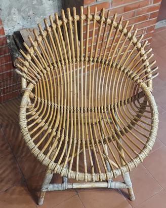 Poltrona a uovo lounge in rattan italiano