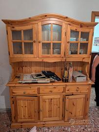 Credenza con vetrina in legno massello