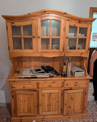 Credenza con vetrina in legno massello
