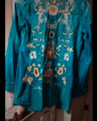 camicia jeans Guess ricamata 