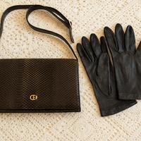 Borsa vintage in pelle vera di pitone+ guanti pell