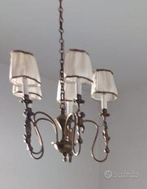 Lampadario antiquariato in ottone e putti
