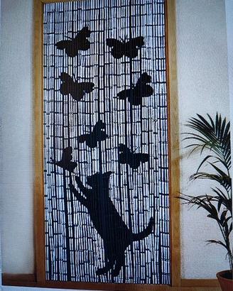 TENDA DI BAMBU' NUOVA DISEGNO CON GATTO E FARFALLE