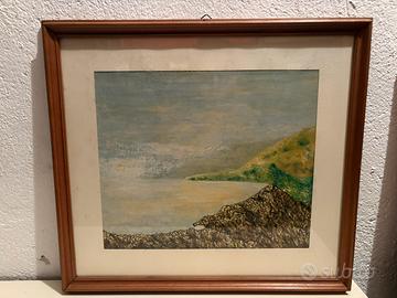 Quadro paesaggio mare con cornice