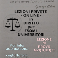 LEZIONI PRIVATE - ON LINE - in DIRIITTO per ESAMI