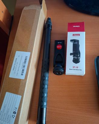 Bastone selfie carbonio  + supporto in metallo 