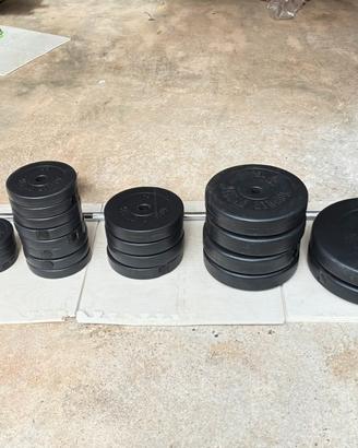 Set bilanciere,dischi 130kg barra 170cm piu manubr