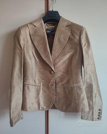 Tailleur 100% seta con pantaloni e cintura oro