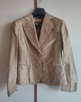 Tailleur 100% seta con pantaloni e cintura oro