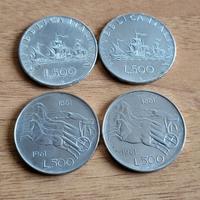 4 Monete da 500Lire (2 Caravelle 2 Centenario)