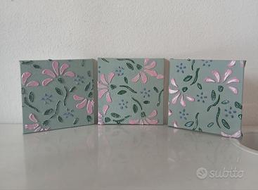 Trittico 3D floreale shabby - fatti a mano 10x10