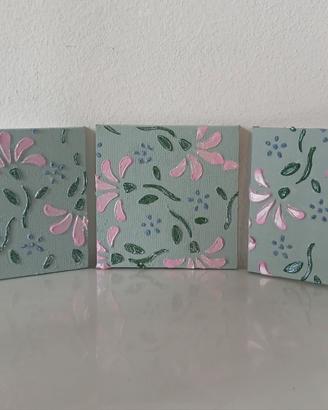Trittico 3D floreale shabby - fatti a mano 10x10