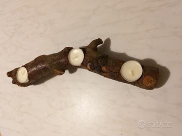 Centrotavola natalizio tronchetto con lumini