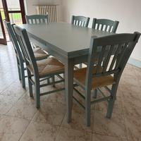 Set tavolo + 6 sedie in legno