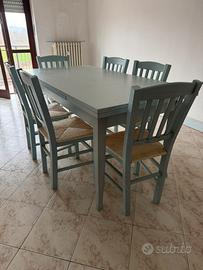 Set tavolo + 6 sedie in legno