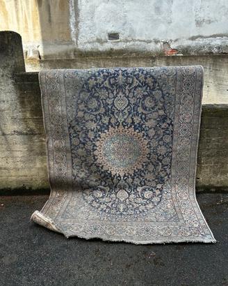 Tappeto persiano blu e avorio 192x293