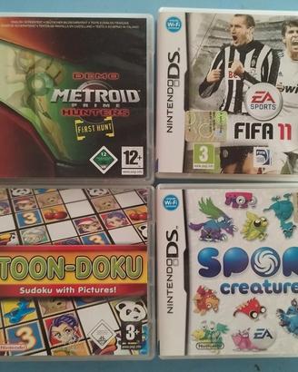 Lotto 4 giochi Nintendo DS Fifa Metroid Toon Doku