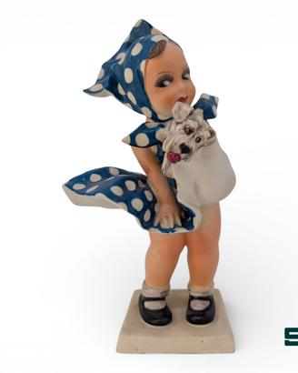 SCULTURA BIMBA CON CANE - G. MOLLICA