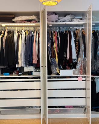 Armadio PAX bianco 6 ante con cassetti e luci LED