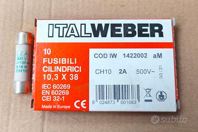 Confezione 10 Fusibili Cilindrici Italweber CH10