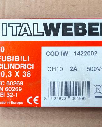 Confezione 10 Fusibili Cilindrici Italweber CH10
