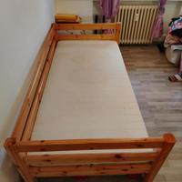 Letto singolo in legno naturale con materasso