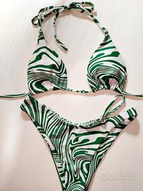 bikini verde/bianco shein
