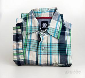 Camicia Quadretti Blu Verde Uomo XS Element