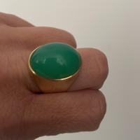 Anello oro 585 14kt  crisoprasio cabochon  gr13,30