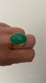 Anello oro 585 14kt  crisoprasio cabochon  gr13,30