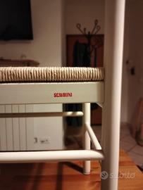 Sedia legno bianca veneziana con seduta in paglia 