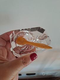 Saliera antica in cristallo con cucchiaino