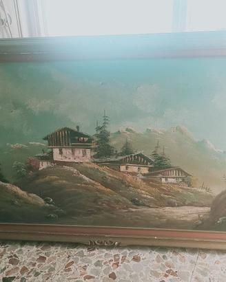 quadro a olio paesaggio pittore taverna
