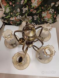 lampadario in vetro bronzato