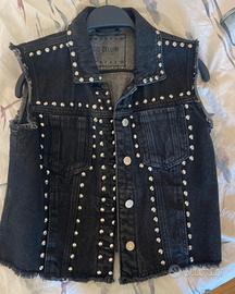 Gilet jeans nero borchiato – Gio Cellini Exclusive