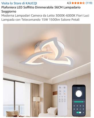 Plafoniera lampadario led dimmerabile 56cm