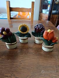 4 vasetti in ceramica imitazione Thun 