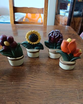 4 vasetti in ceramica imitazione Thun 