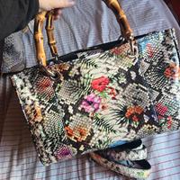 borsa in pitone e bamboo nuova