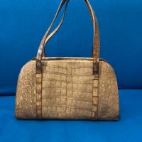 Borsa vintage in pelle stampata motivo coccodrillo