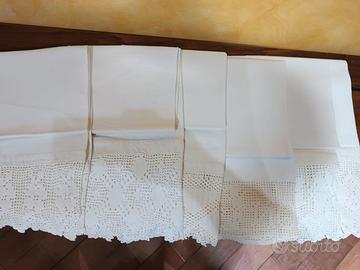 6 asciugamani lino con uncinetto