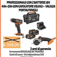 Kit Trapano e Minismerigliatrice a batteria prof