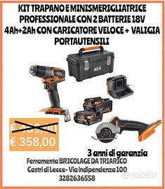 Kit Trapano e Minismerigliatrice a batteria prof