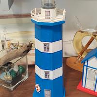 Faro decorativo fatto a mano Blu e Bianco